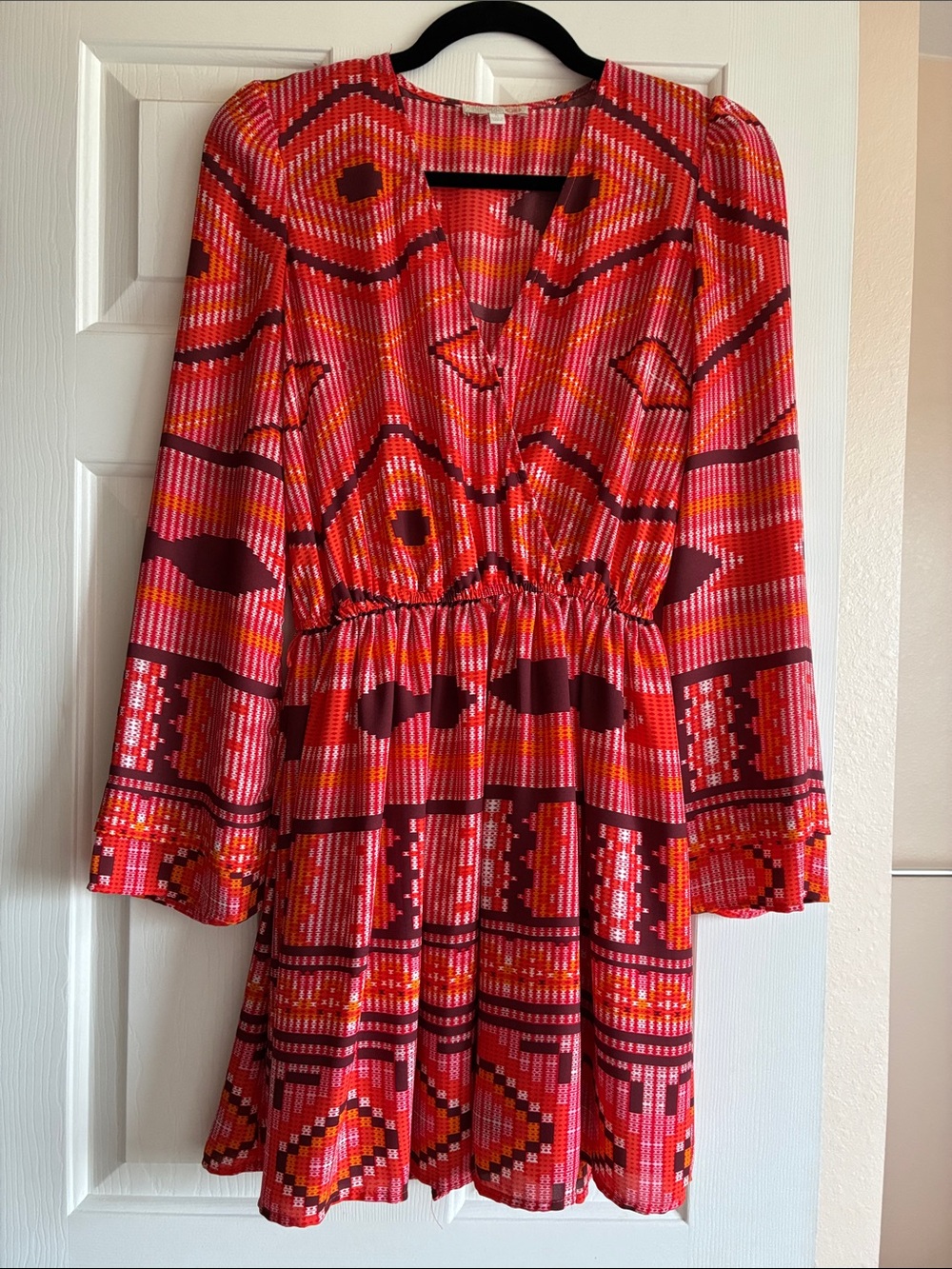 Gianni Bini GB Geometric Print Long Sleeve Mini Dress - Size Small